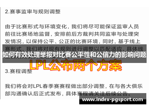 如何有效处理举报对比赛公平性和公信力的影响问题